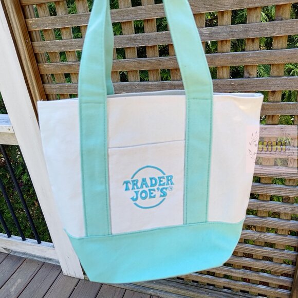 Trader Joe's Mini Pastel Canvas Tote Bags set of 4 limited edition - Picture 5 of 15